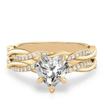 Load image into Gallery viewer, 1.30 Carat Heart Shape Twisted Moissanite Bridal Set Ring in White Gold
