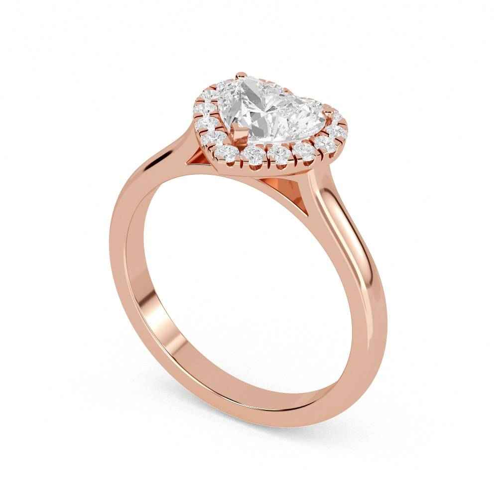 1.50 Ct Heart Cut Moissanite Halo Ring in White Gold