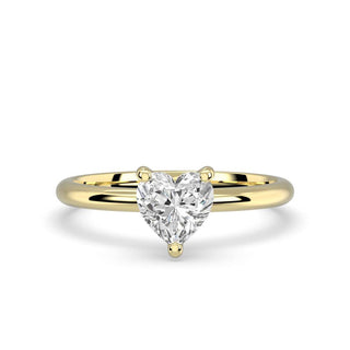 1 Carat Heart Shape Moissanite Solitaire Ring in Yellow Gold