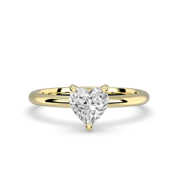 1 Carat Heart Shape Solitaire Moissanite Ring in Yellow Gold