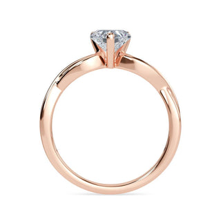 1 Carat Heart Cut Moissanite Twisted Ring in Rose Gold