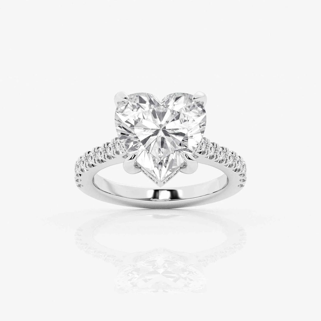 2 Ct Heart Cut Hidden Halo Moissanite Ring In White Gold