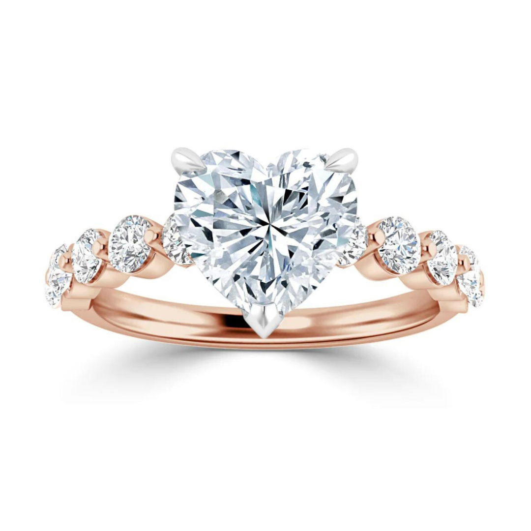 2.50 Carat Heart Shape Moissanite Engagement Ring in Rose Gold