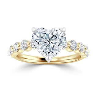 2.5 Carat Heart Shape Moissanite Engagement Ring in Yellow Gold