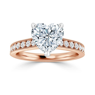 2.2 Ct Heart Shape Channel Setting Moissanite Ring in Rose Gold