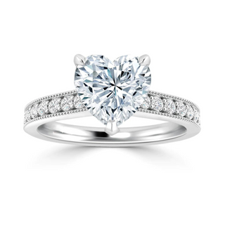 2.2 Ct Heart Shape Channel Setting Moissanite Ring in White Gold