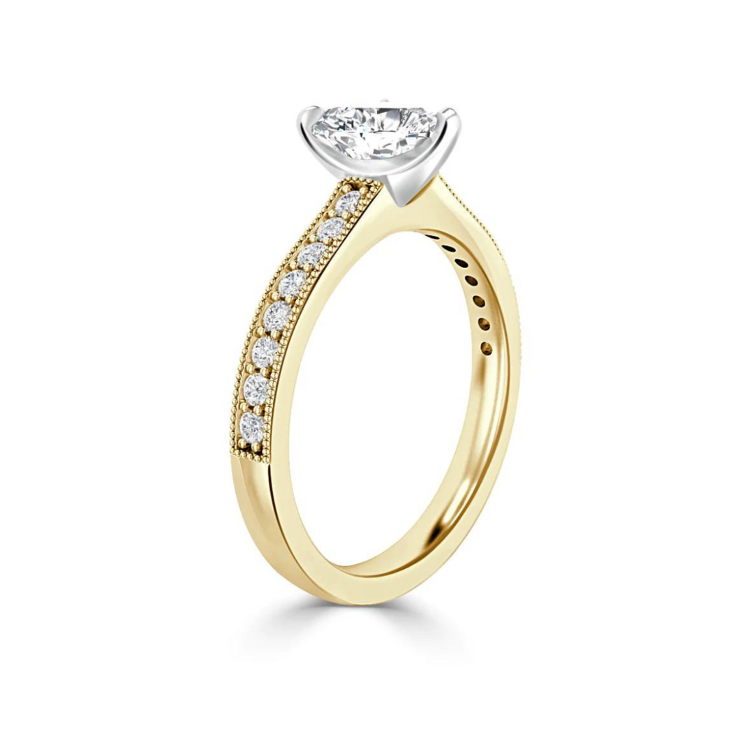2.2 Ct Heart Shape Channel Setting Moissanite Ring in Yellow Gold