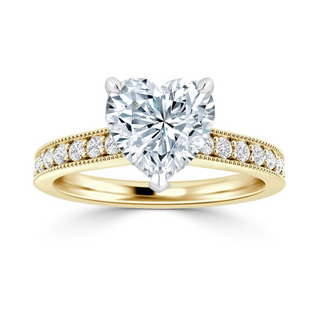 2.2 Ct Heart Shape Channel Setting Moissanite Ring in Yellow Gold