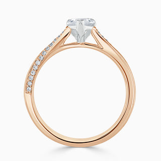 1.6 Carat Heart Shape Moissanite Cathedral Ring in Rose Gold