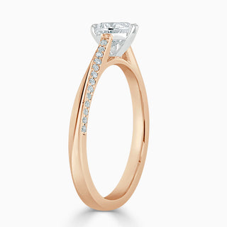 1.6 Carat Heart Shape Moissanite Cathedral Ring in Rose Gold