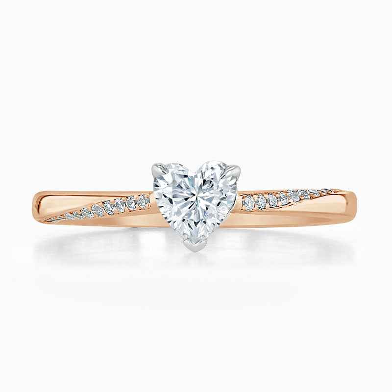 1.60 Carat Heart Shape Moissanite Cathedral Ring in Rose Gold