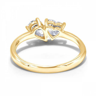 2.50 Carat Heart Shape Toi Et Moi Moissanite Ring in Yellow Gold