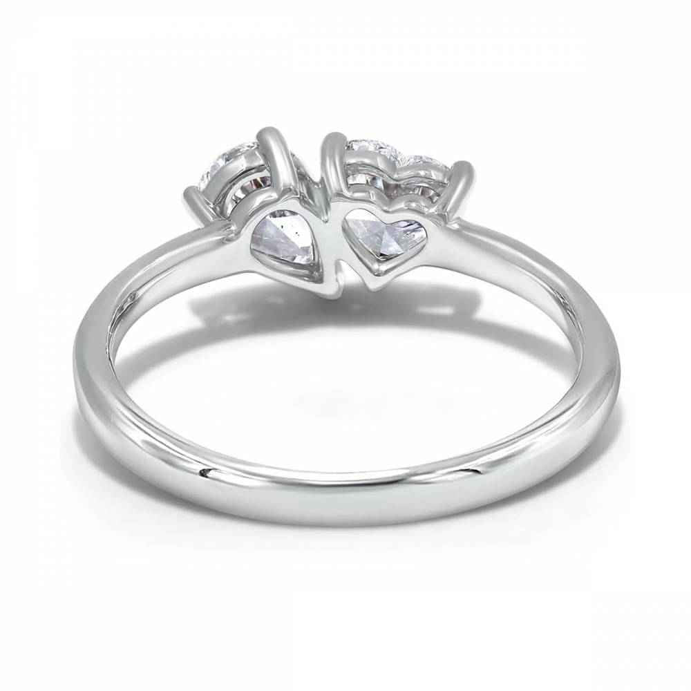 2.50 Carat Heart Shape Toi Et Moi Moissanite Ring in Yellow Gold