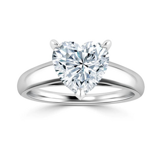 1.5 Carat Heart Shape Solitaire Moissanite Ring in White Gold