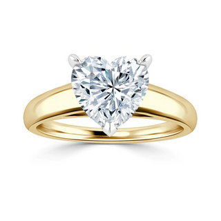 1.5 Carat Heart Shape Solitaire Moissanite Ring in Yellow Gold