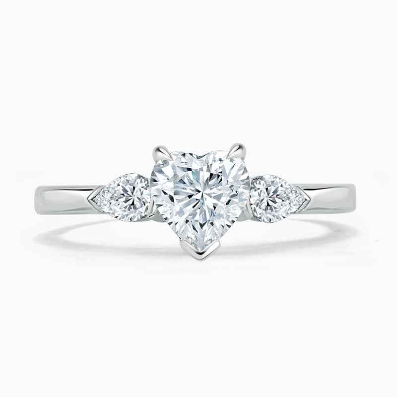 1.80 Ct Heart Shape Moissanite Three Stone Ring in White Gold