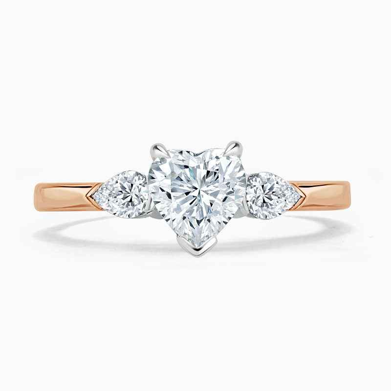 1.80 Ct Heart Shape Moissanite Three Stone Ring in White Gold