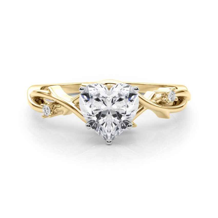 1 Carat Heart Shape Three Stone Twisted Moissanite Ring in Rose Gold