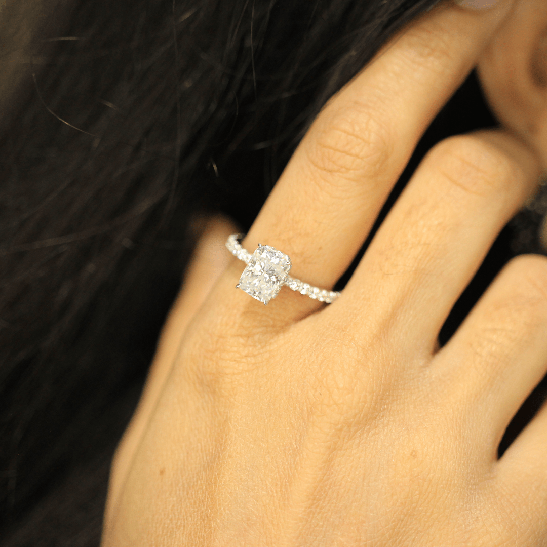 Hidden Halo Moissanite Engagement Ring