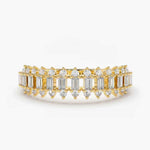 Load image into Gallery viewer, 1.60 Carat Baguette &amp; Round Cut Moissanite Wedding Band In Yellow Gold

