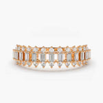 Load image into Gallery viewer, 1.60 Carat Baguette &amp; Round Cut Moissanite Wedding Band In Yellow Gold
