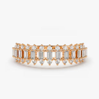 1.6 Carat Baguette & Round Cut Moissanite Wedding Band In Rose Gold