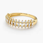 Load image into Gallery viewer, 1.60 Carat Baguette &amp; Round Cut Moissanite Wedding Band In Yellow Gold
