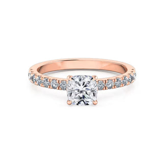 1.5 Carat Cushion Shape Solitaire Moissanite Ring in Rose Gold