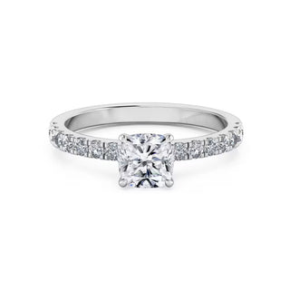 1.5 Carat Cushion Shape Solitaire Moissanite Ring in White Gold