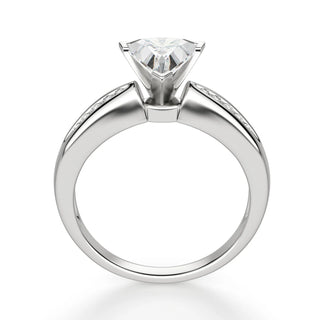 2.50 Ct Trillion Cut v Prong Moissanite Ring in White Gold