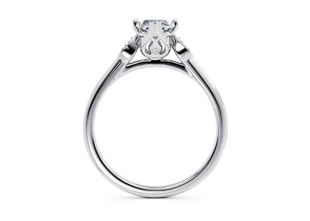1.20 Carat Marquise Cut Cathedral Set Moissanite Ring in Yellow Gold