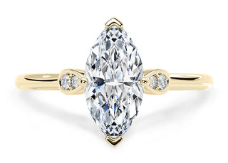 1.20 Carat Marquise Cut Moissanite Cathedral Set Ring in Yellow Gold