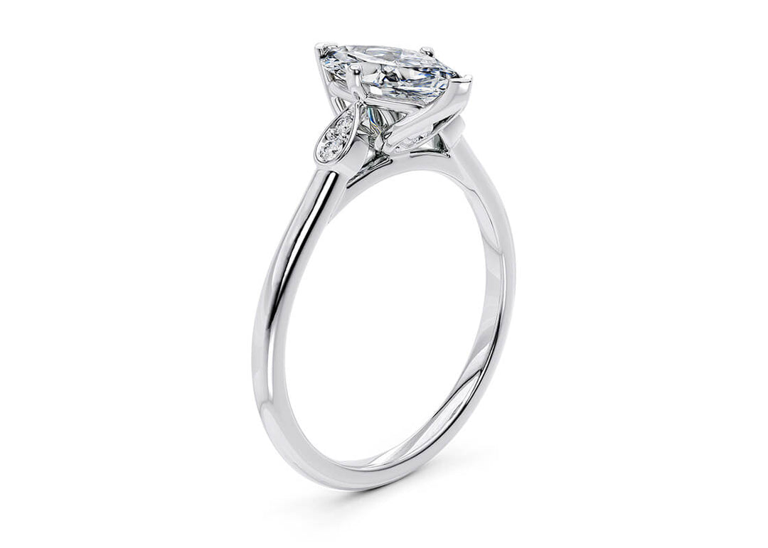 1.20 Carat Marquise Cut Cathedral Set Moissanite Ring in Yellow Gold