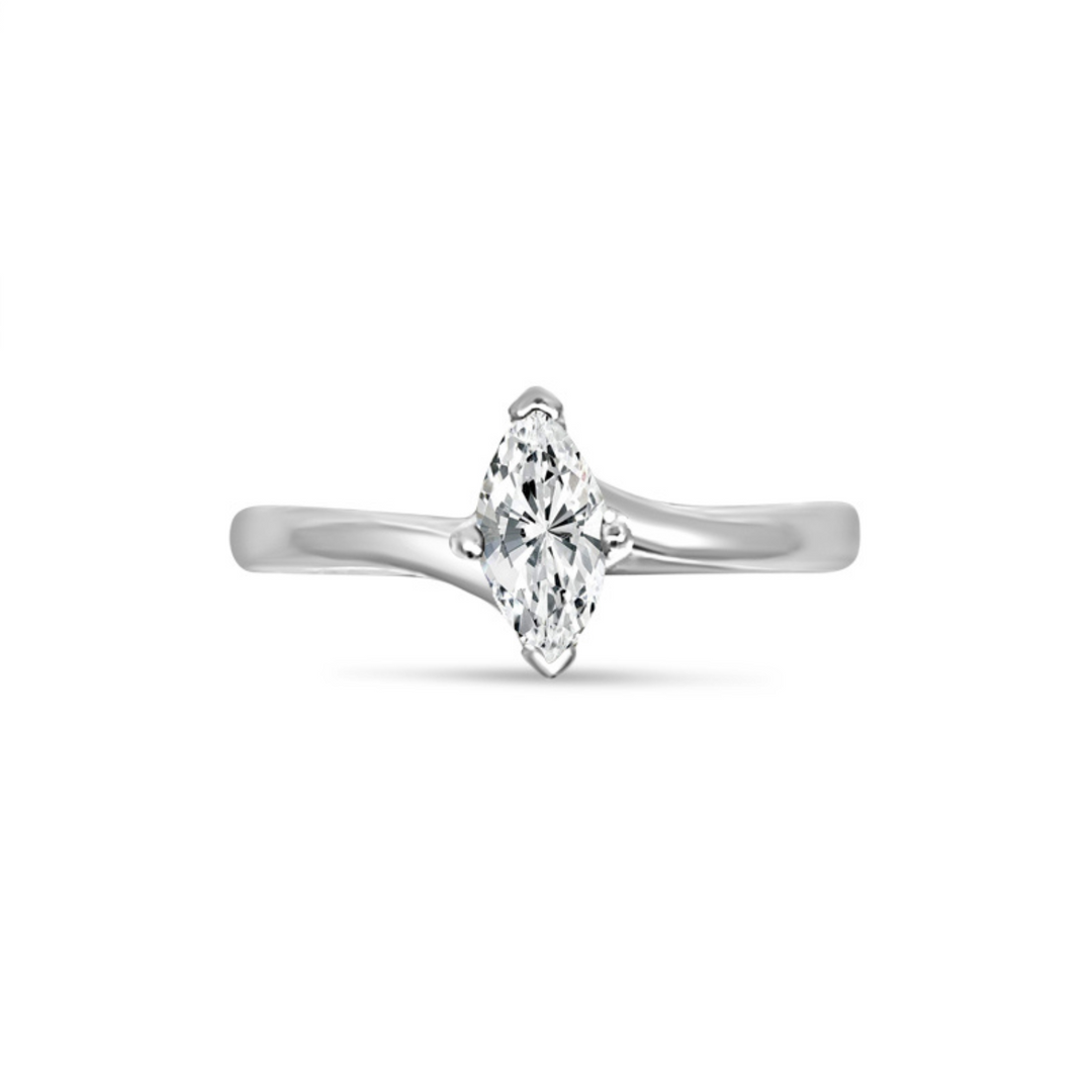 1.5 Carat Marquise Cut Solitaire Moissanite Ring in White Gold