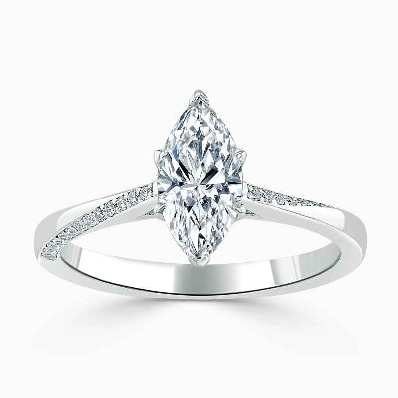 1.70 Carat Marquise Cut Cathedral Moissanite Ring in Yellow Gold