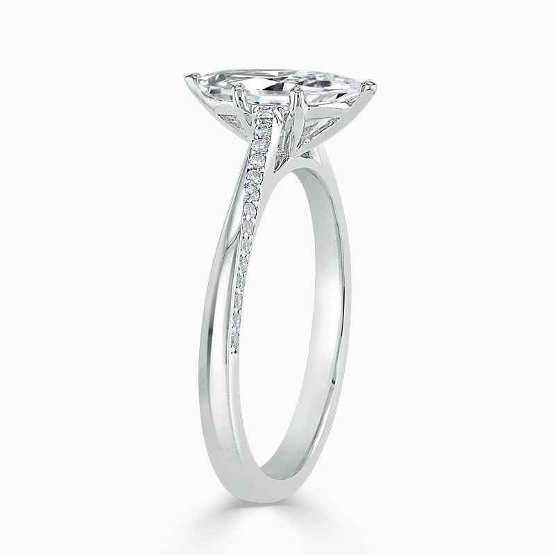 1.70 Carat Marquise Cut Cathedral Moissanite Ring in Yellow Gold