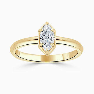 1 Carat Marquise Cut Bezel Set Solitaire Moissanite Ring in White Gold