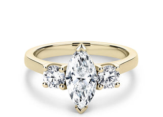 3.50 Ct Marquise Shape Moissanite Three Stone Ring in White Gold