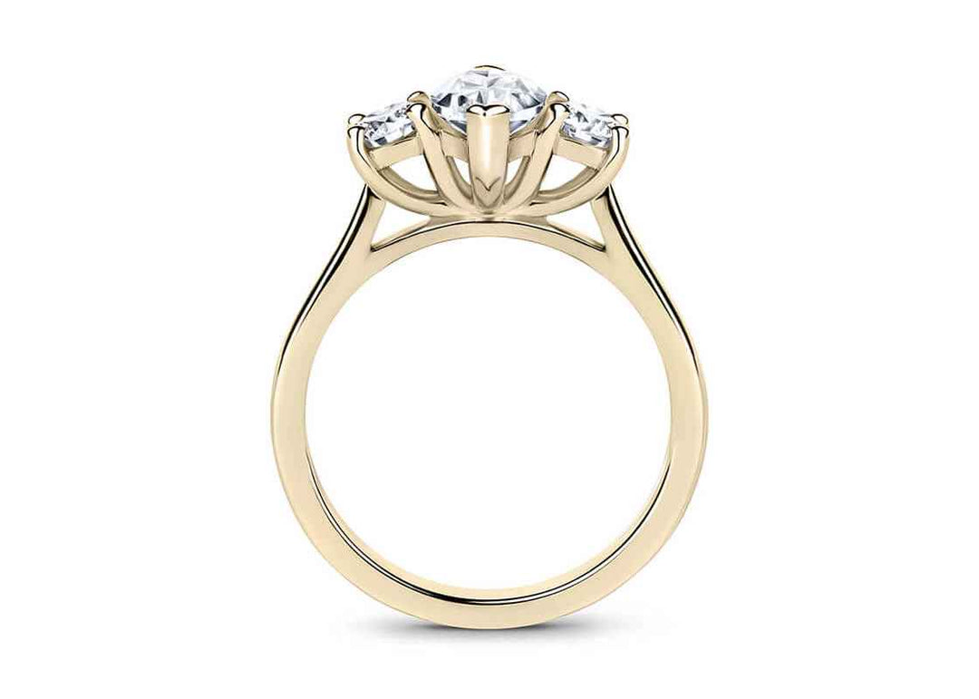 3.50 Ct Marquise Shape Moissanite Three Stone Ring in White Gold