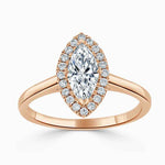 Load image into Gallery viewer, 1.50 Carat Marquise Cut Halo Moissanite Ring in Rose Gold
