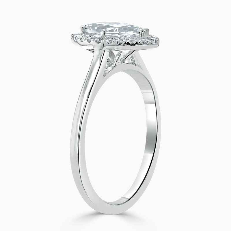1.50 Carat Marquise Cut Halo Moissanite Ring in Rose Gold
