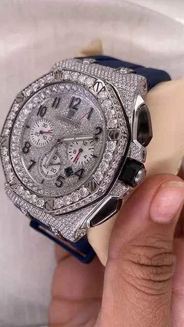 Side view of men's moissanite watches for sale