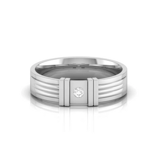 0.02ct Moissanite Band in Sterling in Silver For Men's