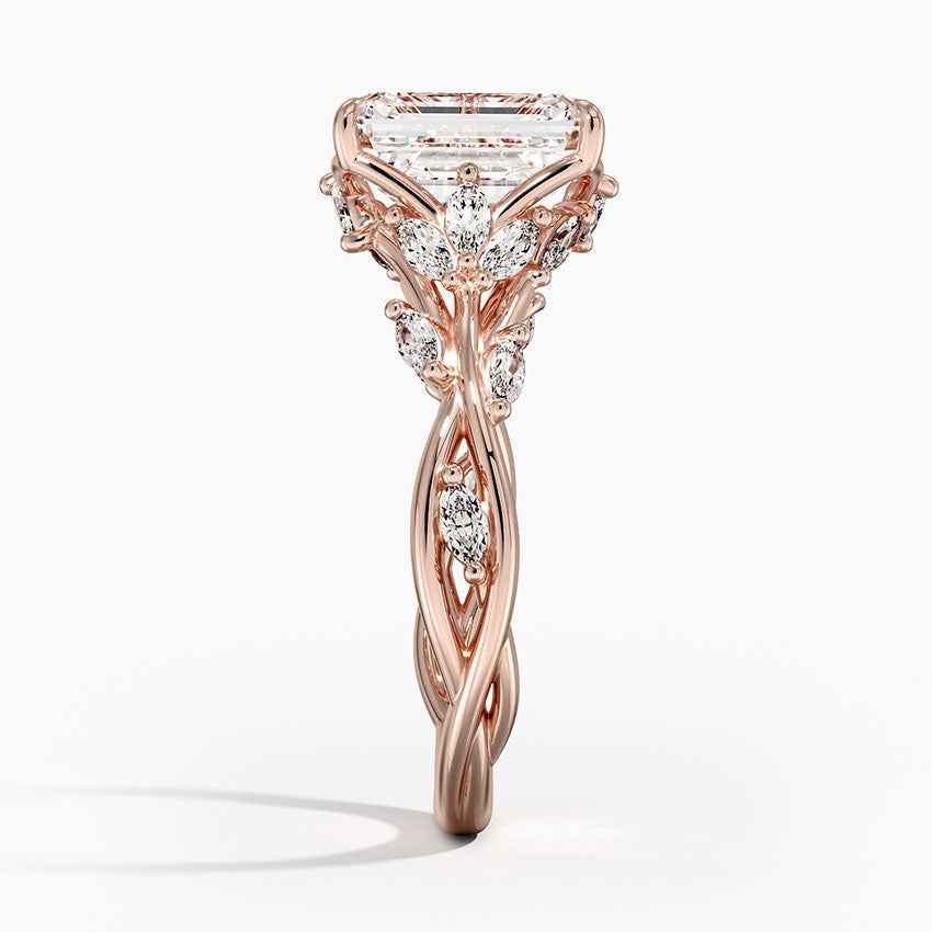 2 Carat Emerald Shape Vintage Moissanite Ring in White Gold