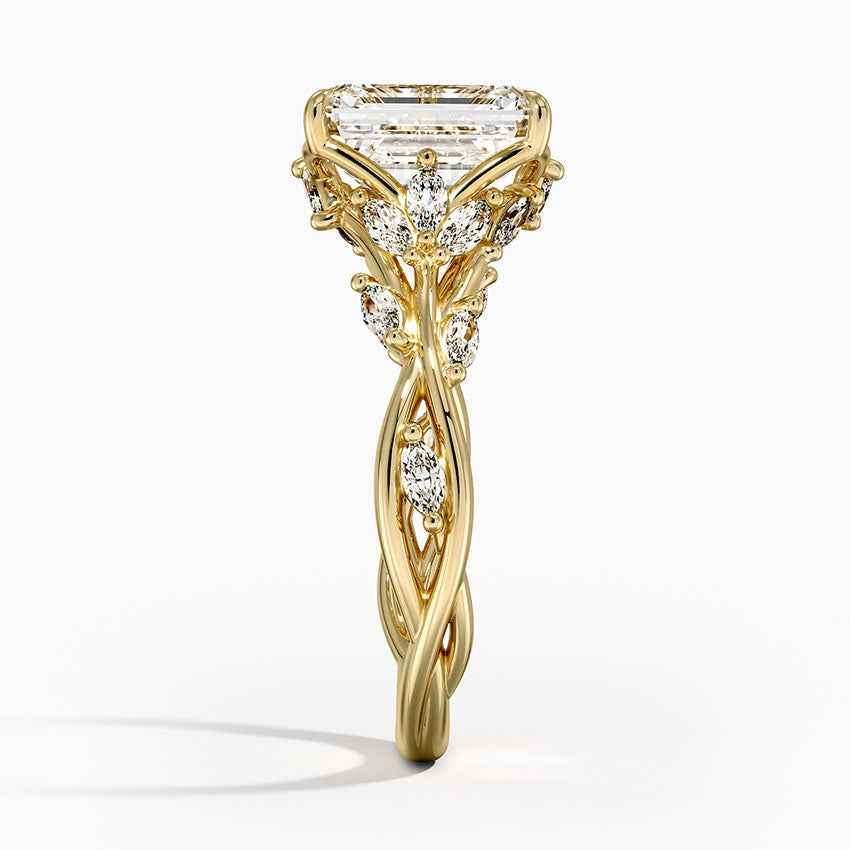 2 Carat Emerald Shape Vintage Moissanite Ring in White Gold