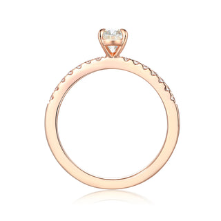 1 Carat Oval Cut Moissanite Engagement Ring With Accent In Rose Gold