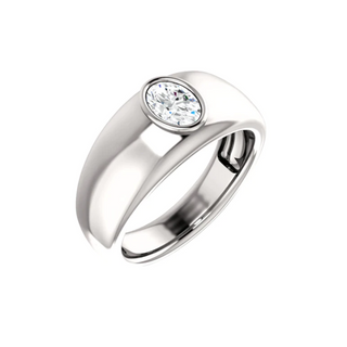 1 Carat Oval Cut Solitaire Moissanite Ring In White Gold For Mens