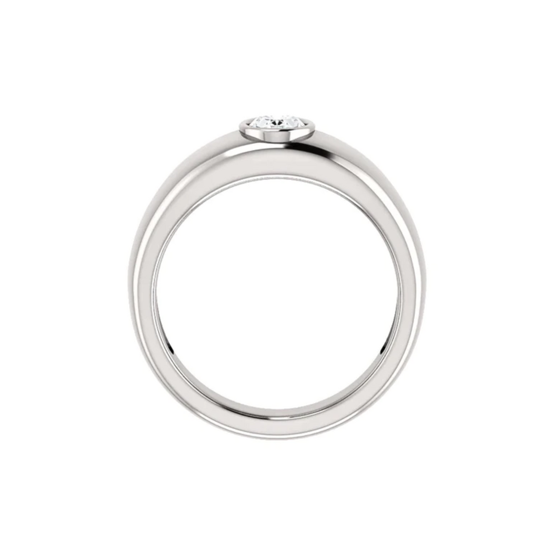 1 Carat Oval Cut Solitaire Moissanite Ring In White Gold For Mens