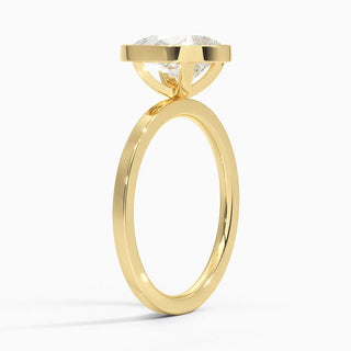 1.5  Pear Cut Bezel Set Engagement Ring in Yellow Gold