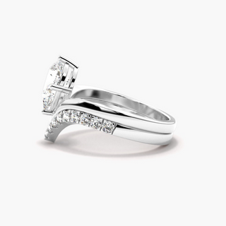 1.20 Ct Pear Cut Curved Moissanite Bridal Set in White Gold